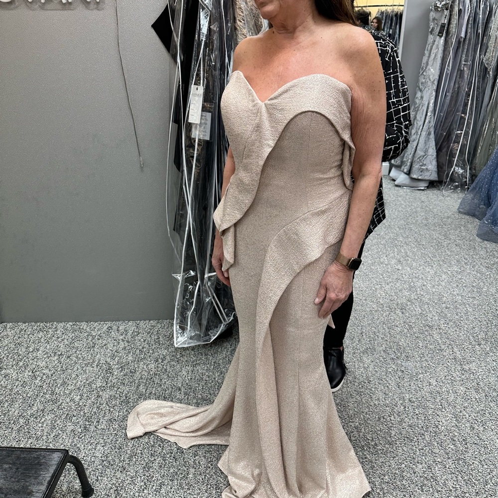 Jovani Silver-Gray Strapless Ruffle Mermaid Gown - Picture 7 of 12